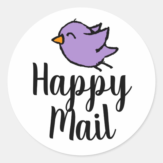 Happy Mail Business - Cute Bird Classic Round Sticker (Front)