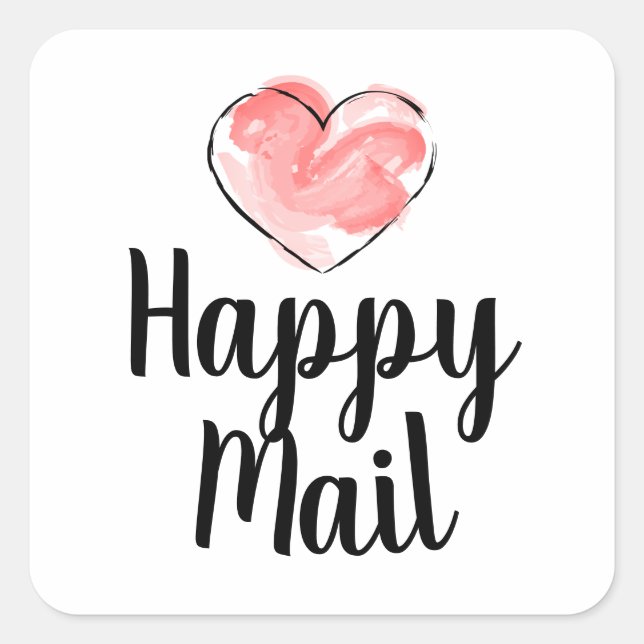Happy Mail Business - Cute Heart Square Sticker (Front)