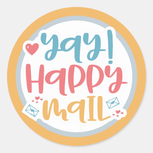 Happy Mail Classic Round Sticker (Front)