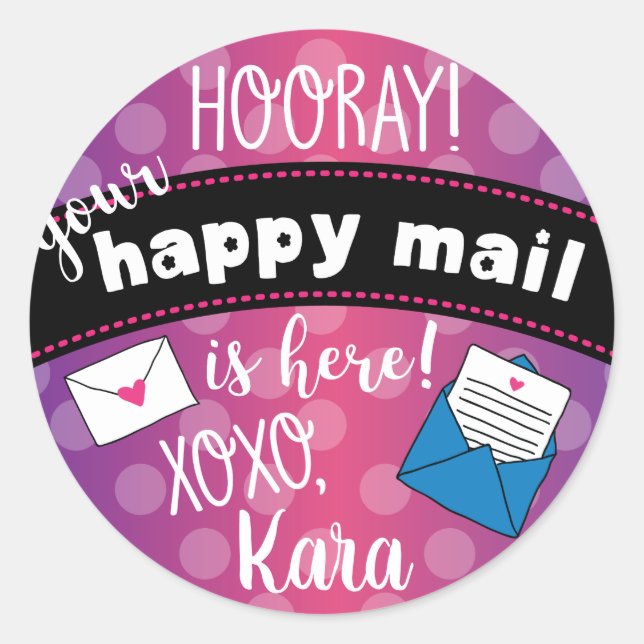 Happy mail classic round sticker (Front)