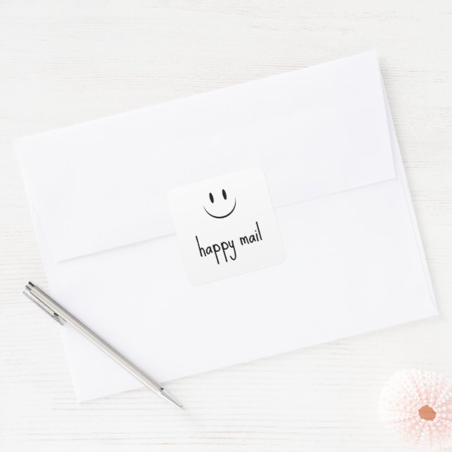 Happy Mail Face Smile Square Sticker (Envelope)