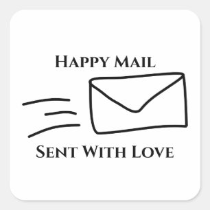 Happy Mail Stickers, Sent With Love Stickers, Square Sticker