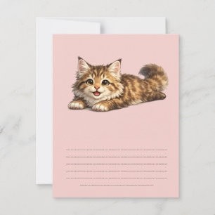 Happy Maine Coon Cat Cosy Positive Vibes Design RSVP Card