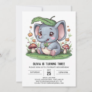 Happy Majestic Elephant Digital Birthday Invitation
