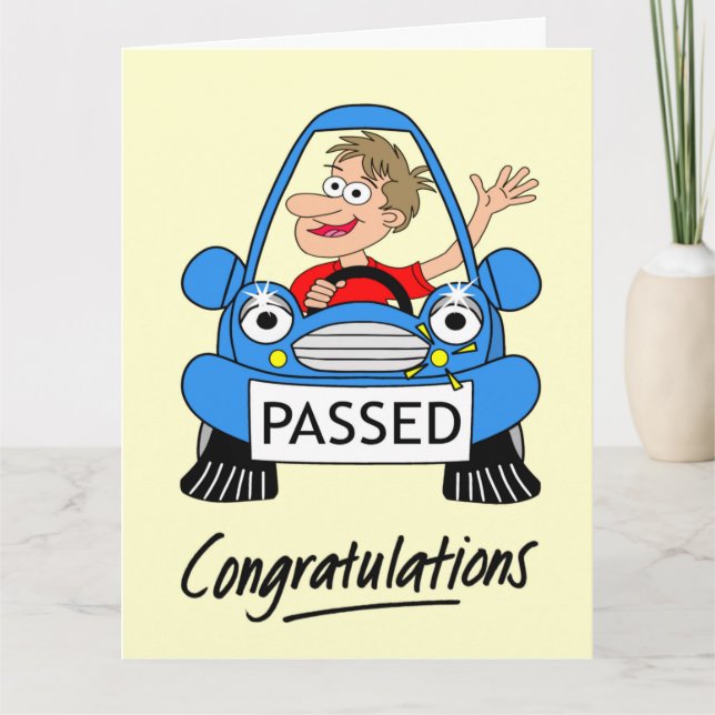 Happy Male Just Passed Driving Test Card (Front)