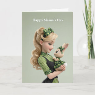 Happy Mama's Day: Cute Bunny and Mother Figure Card