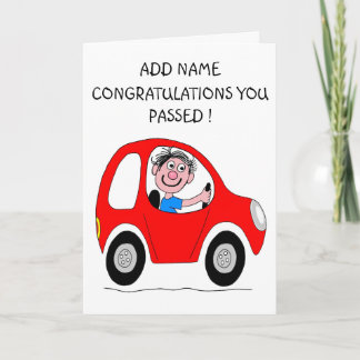 Happy Man Passed Driving Test Cartoon Card