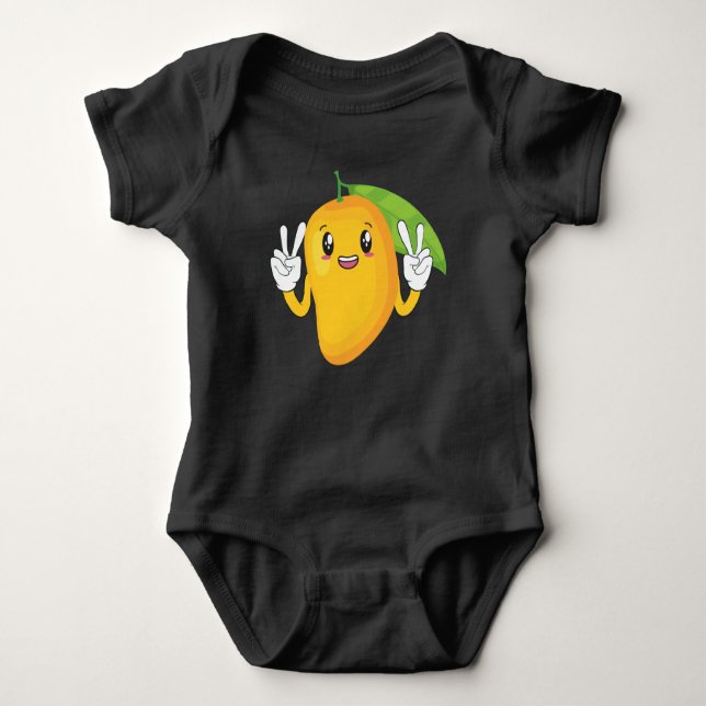 Happy Mango Summer Fruit Lover Baby Bodysuit (Front)