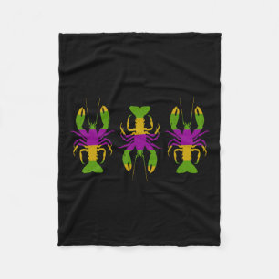 Happy Mardi Gras 2024 Crawfish Mardi Gras Matching Fleece Blanket