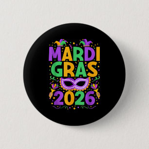Happy Mardi Gras 2026 Costume New Orleans Matching 6 Cm Round Badge