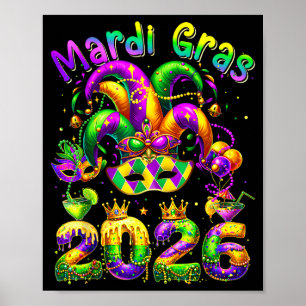 Happy mardi gras 2026 jester hat new orleans men poster