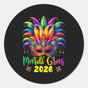 Happy Mardi Gras 2026 Jester Hat New Orleans Men W Classic Round Sticker