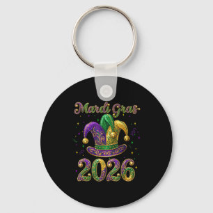 Happy Mardi Gras 2026 Jester Hat New Orleans Men W Key Ring