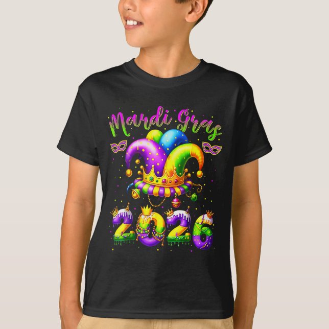 Happy Mardi Gras 2026 Jester Hat New Orleans Men W T-Shirt (Front)