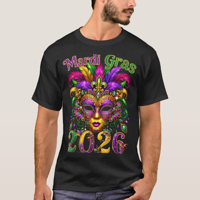 Happy Mardi Gras 2026 Jester Hat New Orleans Men W T-Shirt (Front)