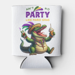 Happy Mardi Gras Alligator Can Cooler