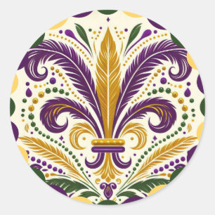 Happy Mardi Gras Alligator Classic Round Sticker
