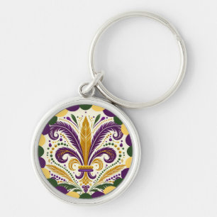 Happy Mardi Gras Alligator Key Ring