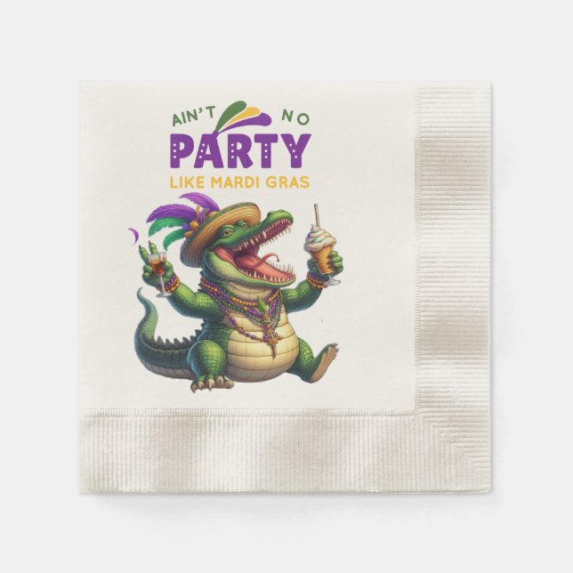 Happy Mardi Gras Alligator Napkin (Front)