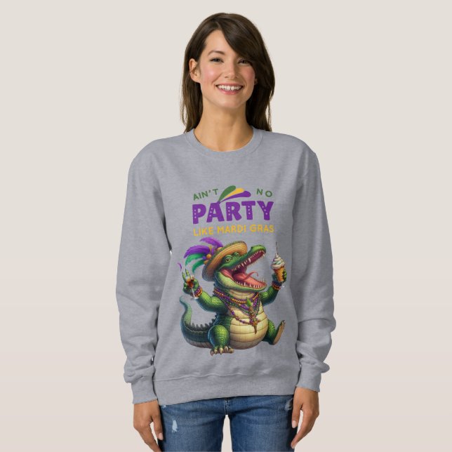 Happy Mardi Gras Alligator Sweatshirt (Front Full)