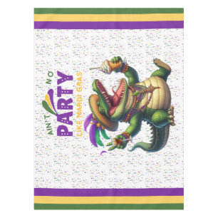 Happy Mardi Gras Alligator Tablecloth
