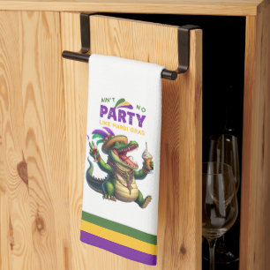 Happy Mardi Gras Alligator Tea Towel