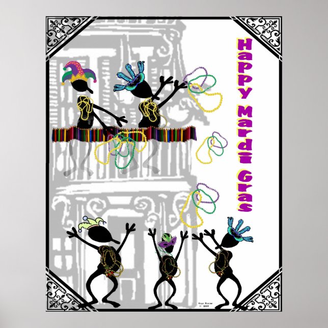 Happy Mardi Gras--Balcony Scene Poster (Front)