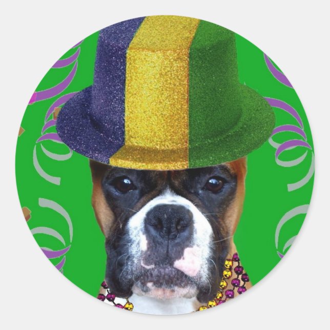 Happy Mardi Gras Boxer stickers (Front)