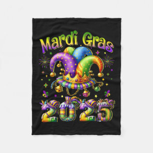 Happy Mardi Gras Carnival 2025 Mardi Gras Jester O Fleece Blanket