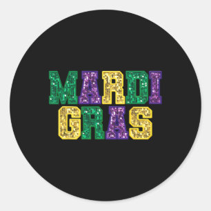 Happy Mardi Gras Carnival Fat Tuesday Fleur De Lis Classic Round Sticker