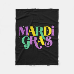 Happy Mardi Gras Carnival Fat Tuesday Fleur De Lis Fleece Blanket