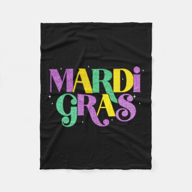 Happy Mardi Gras Carnival Fat Tuesday Fleur De Lis Fleece Blanket (Front)