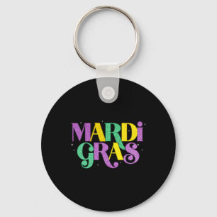 Happy Mardi Gras Carnival Fat Tuesday Fleur De Lis Key Ring