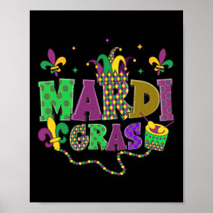 Happy Mardi Gras Carnival Fat Tuesday Fleur De Lis Poster