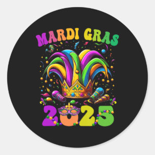 Happy Mardi Gras Carnival Mardi Gras 2025 Jester O Classic Round Sticker