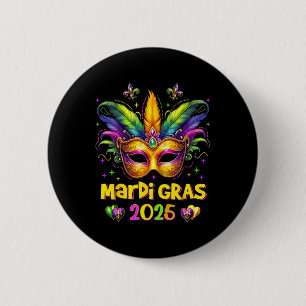 Happy Mardi Gras Carnival Mardi Gras Mask 2025 Jes 6 Cm Round Badge