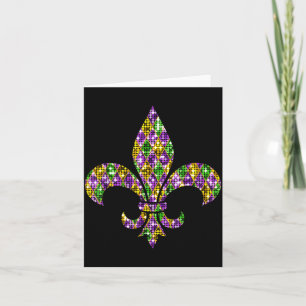 Happy Mardi Gras Carnival New Orleans Fleur De Lis Card