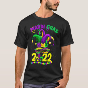 Happy Mardi Gras Clown Hat Mask Colourful T-Shirt