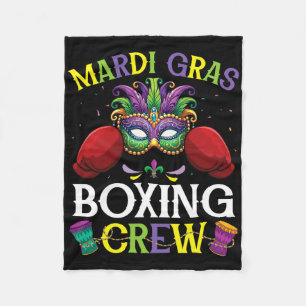 Happy Mardi Gras Day Boxing Crew Masked Player Fan Fleece Blanket