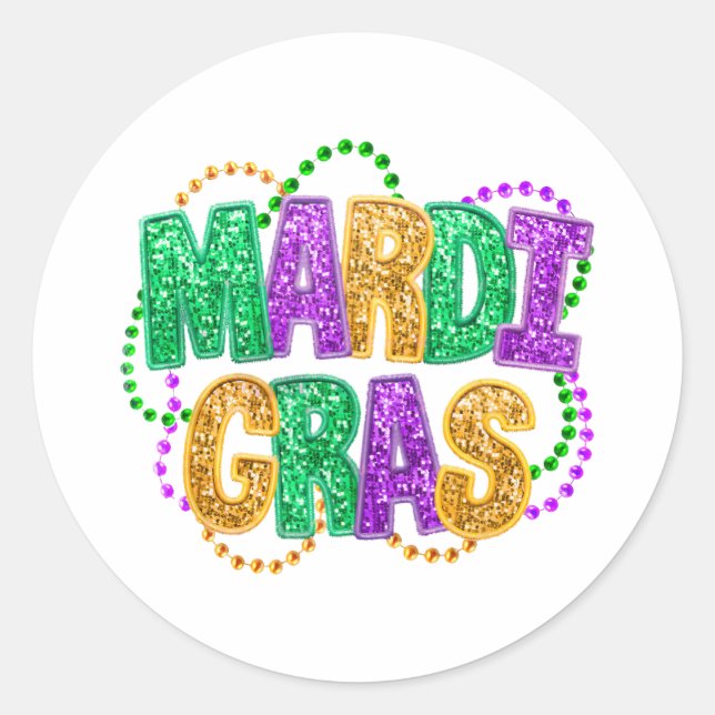 Happy Mardi Gras Fat Tuesday Carnival Festival Par Classic Round Sticker (Front)