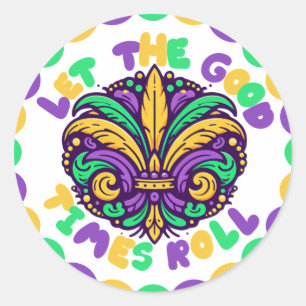 Happy Mardi Gras  fleur-de-lis  Classic Round Sticker