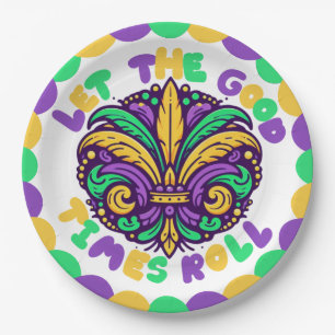 Happy Mardi Gras fleur-de-lis Paper Plate