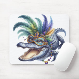 HAPPY MARDI GRAS INSPIRED ALLIGATOR MOUSE PAD