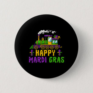 Happy Mardi Gras Jester Train Carnival Parade Part 6 Cm Round Badge