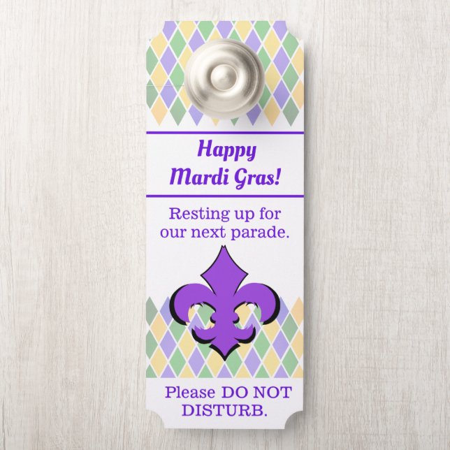 Happy Mardi Gras | Personalised Door Hanger (On Knob)