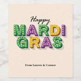 Happy Mardi Gras Personalised Wine Labels