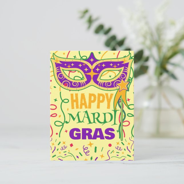happy mardi gras postcard (Standing Front)