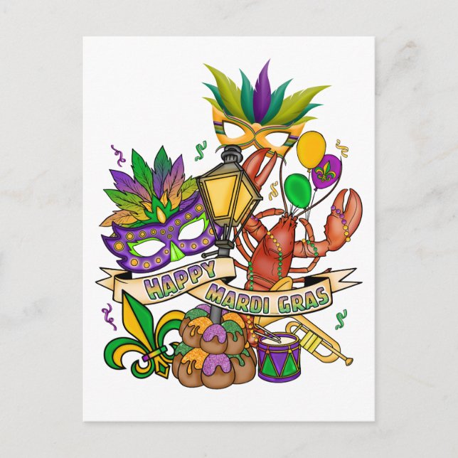 Happy Mardi Gras Postcard (Front)