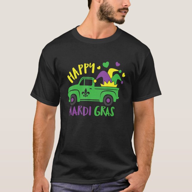 Happy Mardi Gras Truck Costume New Orleans Party M T-Shirt (Front)