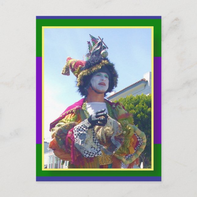 Happy Mardis Gras clown Postcard (Front)